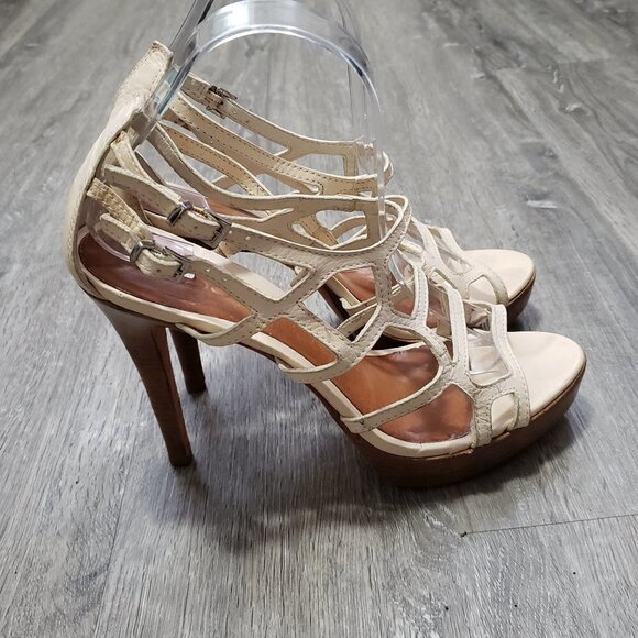 Aldo * Honeycomb Strappy Leather Heels Sz 40 - Picture 5 of 10